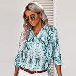 Load image into Gallery viewer, Women Shirts Snake Leopard Print Blouses Female Pockets Tops Nine
