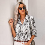 Load image into Gallery viewer, Women Shirts Snake Leopard Print Blouses Female Pockets Tops Nine
