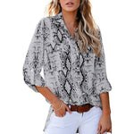 Load image into Gallery viewer, Women Shirts Snake Leopard Print Blouses Female Pockets Tops Nine
