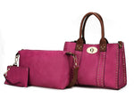 Load image into Gallery viewer, Elissa 3 pc Set Satchel Handbag with Pouch &amp; Coin Purse
