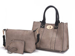 Load image into Gallery viewer, Elissa 3 pc Set Satchel Handbag with Pouch &amp; Coin Purse
