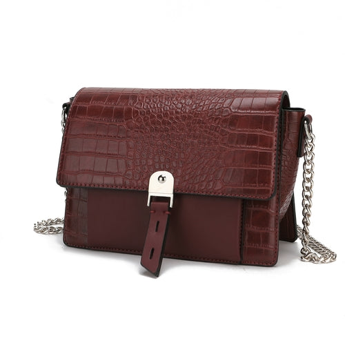 Hope Crocodile Embossed Vegan Leather Women Shoulder Handbag