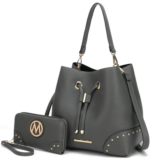 Callie Solid Bucket Bag with matching Wallet