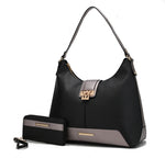 Load image into Gallery viewer, Graciela Hobo Handbag Color-Block Vegan Leather Women
