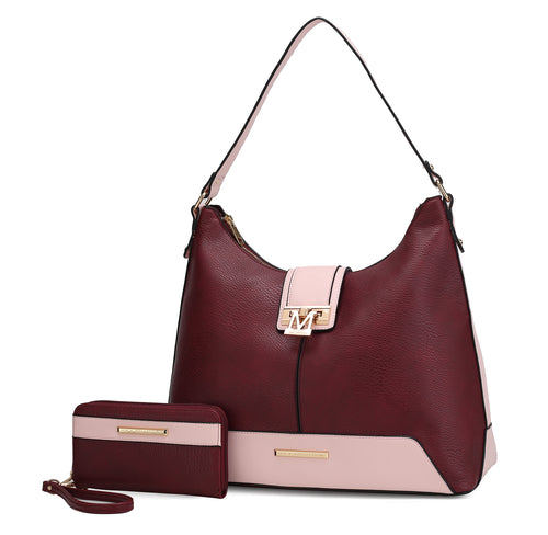 Graciela Hobo Handbag Color-Block Vegan Leather Women