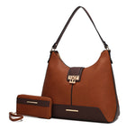 Load image into Gallery viewer, Graciela Hobo Handbag Color-Block Vegan Leather Women
