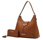 Load image into Gallery viewer, Graciela Hobo Handbag Color-Block Vegan Leather Women
