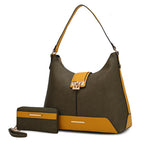 Load image into Gallery viewer, Graciela Hobo Handbag Color-Block Vegan Leather Women
