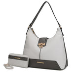 Load image into Gallery viewer, Graciela Hobo Handbag Color-Block Vegan Leather Women
