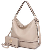 Load image into Gallery viewer, Blake two tone whip stitches Vegan Leather Shoulder bag with Wallet
