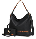 Load image into Gallery viewer, Blake two tone whip stitches Vegan Leather Shoulder bag with Wallet
