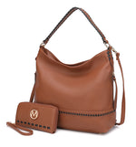 Load image into Gallery viewer, Blake two tone whip stitches Vegan Leather Shoulder bag with Wallet
