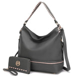 Load image into Gallery viewer, Blake two tone whip stitches Vegan Leather Shoulder bag with Wallet
