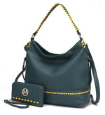 Load image into Gallery viewer, Blake two tone whip stitches Vegan Leather Shoulder bag with Wallet
