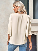 Load image into Gallery viewer, Casual Loose V-neck Top with Half Sleeve
