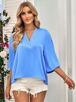 Load image into Gallery viewer, Casual Loose V-neck Top with Half Sleeve
