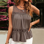 Load image into Gallery viewer, Sleeveless Solid Pleated Hem Pullover Tops Shirts
