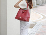 Load image into Gallery viewer, Callie Solid Bucket Bag with matching Wallet
